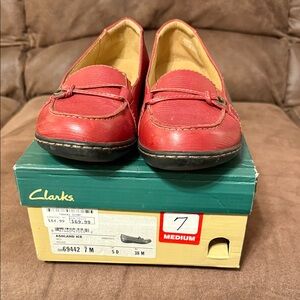 Clarks Ashland Ice Red Leather Loafers